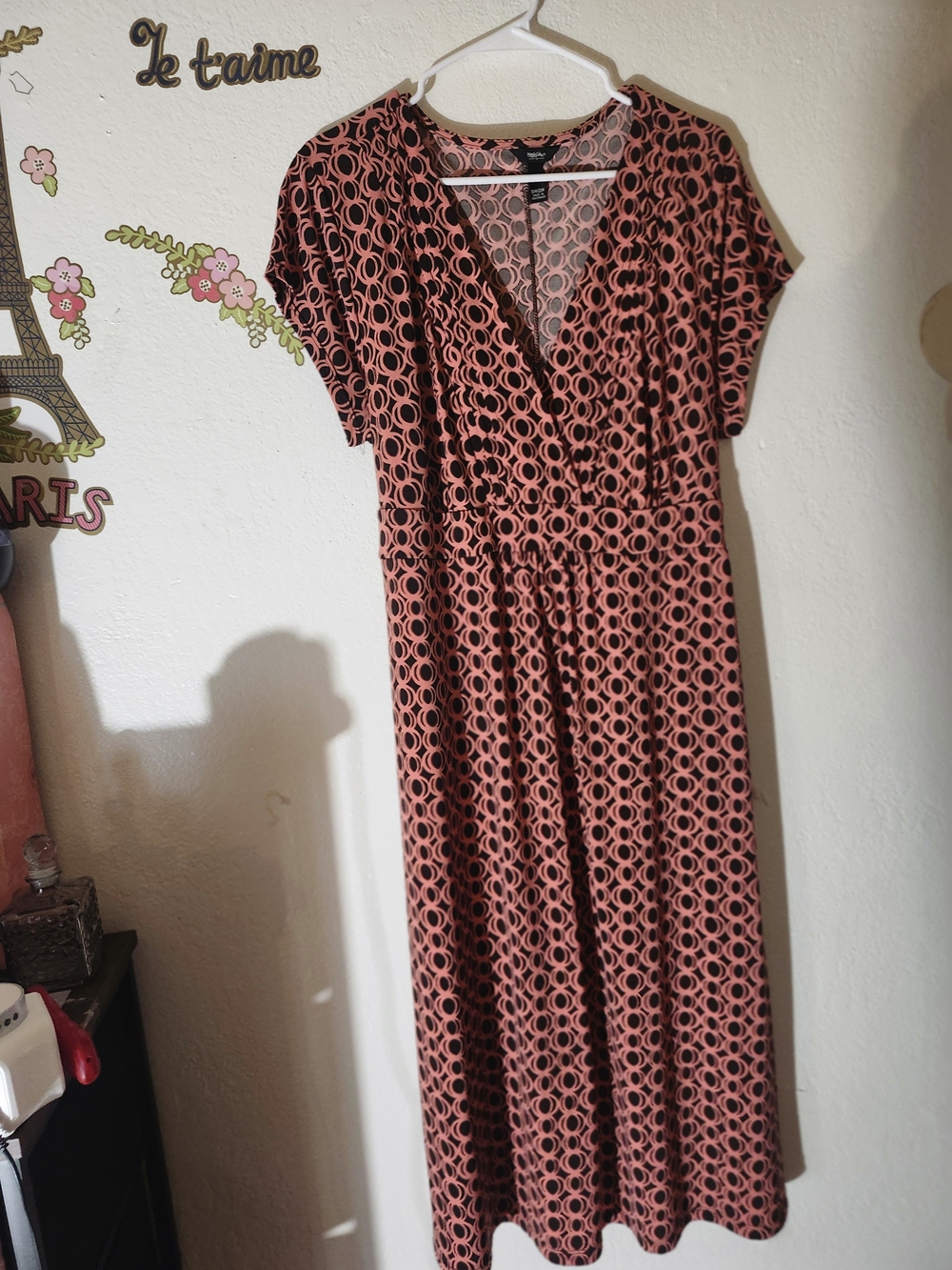 Mossimo Supply Co. Coral & Black Geometric Midi Wrap Dress 20W to 22W